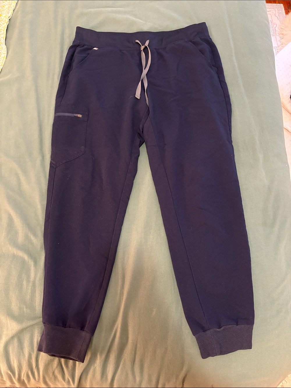 Figs Navy Blue Track Joggers with Zip Pocket